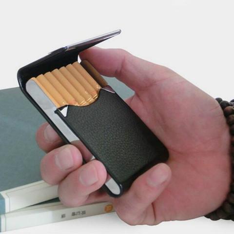 Estuche para cigarrillos o puros de aluminio, caja de bolsillo, contenedor de almacenamiento, accesorios de pitillera de acero inoxidable ► Foto 1/6