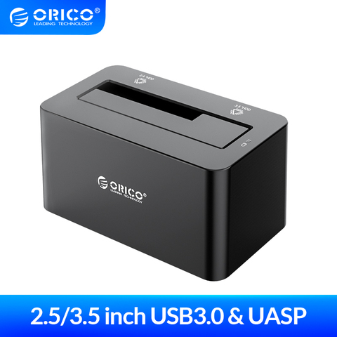 ORICO-estación de acoplamiento de disco duro Funda de disco duro SATA a USB 3,0, supervelocidad de 5Gbps para disco duro SSD de 2,5 ''/3,5