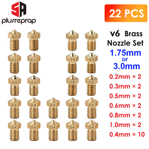 Extrusora de cabezal de boquilla de latón V6 de 22 unids/lote para accesorios de impresora HotEnd E 3D de 1,75 MM ► Foto 1/6