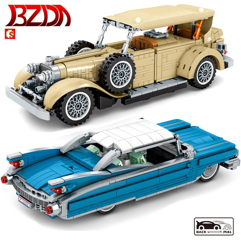 BZDA creador técnica Retro bloques de construcción de automóviles ladrillos Moc coches clásicos juguetes modelo de coche regalos de Navidad para niños juguetes para los niños ► Foto 1/6