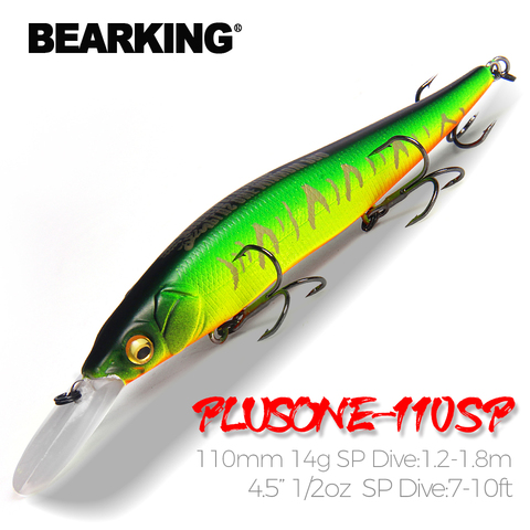 Bearking-Señuelos de Pesca profesionales Wobbler, 110mm, 14g, 1,8 m SP, cebo Artificial, aparejo depredador, carnada para lucio y lubina ► Foto 1/6