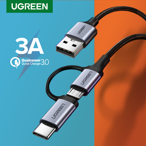 Ugreen-Cable USB tipo C para móvil, Cable de carga rápida 2 en 1 para Samsung Galaxy S10, S9 ► Foto 1/6