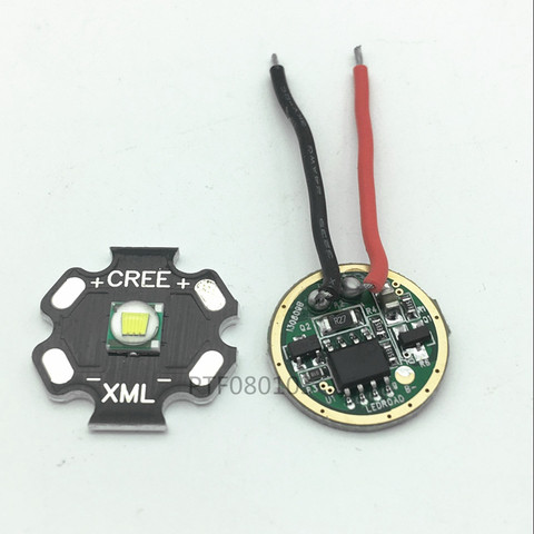 Chip LED Cree XM-L T6, luz blanca fría, estrella negra de 20mm, pcb + controlador de atenuación LED DC 3,7 V 2.5A XML, 10W, 1 Juego ► Foto 1/2