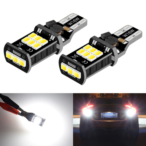 2x T15 W16W LED No Error Luz de marcha atrás de respaldo de coche bombilla para BMW E60 E90 Ford Focus fusión 2 3 Audi A3 A4 B6 B8 VW Passat B7 lámpara ► Foto 1/6