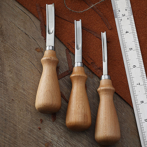 Práctico biselador de borde de cuero para manualidades, herramienta de corte manual artesanal con mango de madera, A4 mm, A6 mm, A8 mm ► Foto 1/6