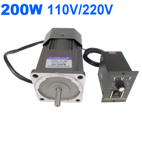 200W eléctrico motor variable AC 110V 220V de alta rpm inducción controlador de velocidad del motor CW CCW Variable para extractor de miel 1350rpm ► Foto 1/5