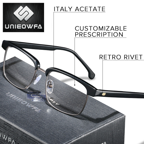 De gama alta Italia receta de acetato gafas hombres bifocales gafas progresivas óptica Retro miopía gafas hipermetropía lente 1,74 ► Foto 1/6