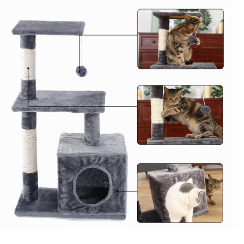 Árboles de gato para gatitos, torres de muebles con postes de rascado, perchas dobles, casa de actividad, árboles para escalar ► Foto 1/6