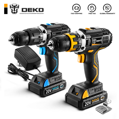 DEKO-destornillador eléctrico serie GCD20DU, perforadora de impacto inalámbrica (solo DU3), Cargador rápido, 1/2 