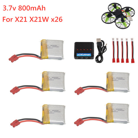 Batería lipo mejorada de 3,7 V, 800mAh + cargador para SYMA X21 X21W X26, piezas de repuesto de cuadricóptero Helicóptero De Control Remoto, accesorios ► Foto 1/4