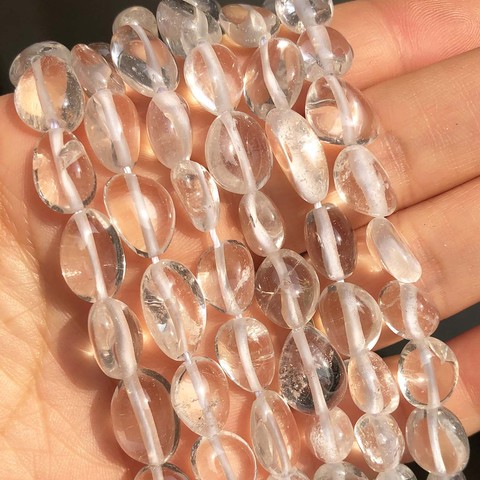 8-10mm Irregular claro Natural de perlas de cristal de cuarzo suave suelto cuentas espaciadoras de piedra para fabricación de joyería DIY pulsera 15 