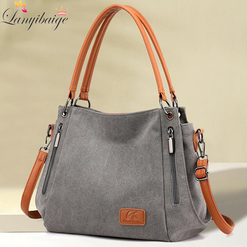Bolsos de cuero de lujo para las mujeres 2022 nueva de moda de lona bolsos de hombro tipo bandolera mujer mensajero bolsa monederos y bolsos saco ► Foto 1/6
