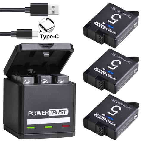 PowerTrust-batería para cámara de acción, cargador Triple para GoPro Hero 7, hero 6, hero 5, Black, Akku ► Foto 1/6