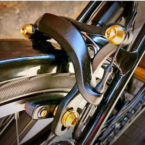 Abrazadera de freno de bicicleta plegable, tornillo de titanio para bicicleta brompton V, Perno actualizado TI dorado, titanio negro ► Foto 1/6