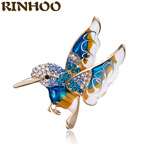 Nueva llegada repleto de circonita pájaro pequeño broches para las mujeres lindo broche de colibrí de Color oro Pin regalo de la joyería abrigo ornamento ► Foto 1/6