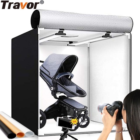 Caja de luz Travor de 60*60CM, caja de luz portátil para estudio fotográfico, caja de luz LED con 3 colores de fondo para fotografía de mesa, luces LED ► Foto 1/6