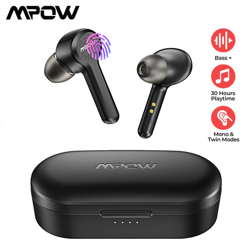 MPOW-auriculares inalámbricos M9 con Bluetooth 5,0, dispositivo de audio estéreo, a prueba de agua IPX7, 30H de tiempo de reproducción, para teléfonos inteligentes iOS y Android ► Foto 1/6