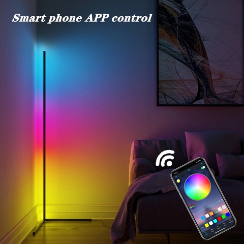 Control de aplicaciones de teléfonos inteligentes RGB, lámparas de pie modernas de esquina, colorido, Interior, dormitorio, sala de estar, luz LED de pie de ambiente ► Foto 1/6