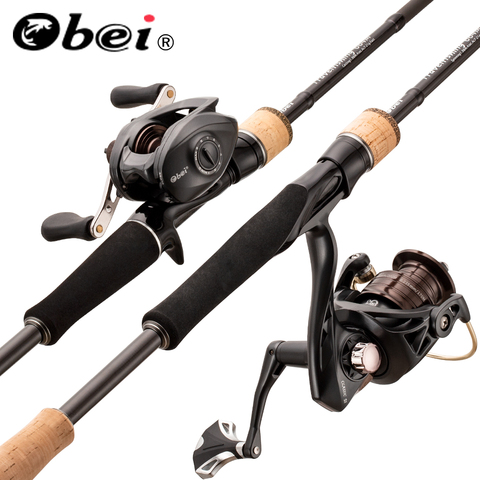 Obei Travelfising Casting-caña de pescar giratoria y carrete de pesca Combo de 1,98/2,1/2,4 m, señuelo de lubina, carrete de viaje para Baitcasting ► Foto 1/6