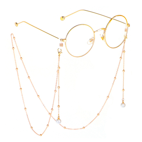 Elegante cadena de Metal con perlas para gafas, antideslizante, Vintage, cordón de anteojos, soporte para gafas de lectura, correa para el cuello, cadena de gafas de sol ► Foto 1/1