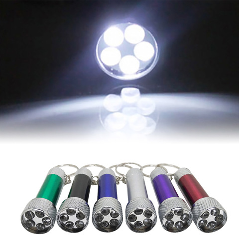 Mini linterna LED para exteriores, Camping, senderismo, caminar, portátil, Linterna de mano de bolsillo con llave, anillo de aluminio, aleación de 5LEDs, linterna ► Foto 1/6