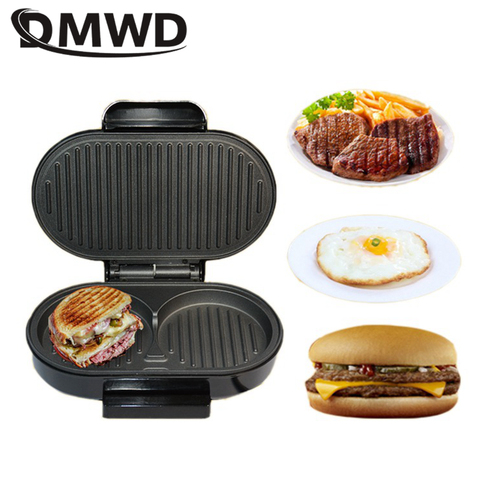 DMWD-Mini máquina de sándwich Panini para el hogar, plancha eléctrica de 220V, fabricante de hamburguesas, sartén de carne, olla para huevos, 750W ► Foto 1/3