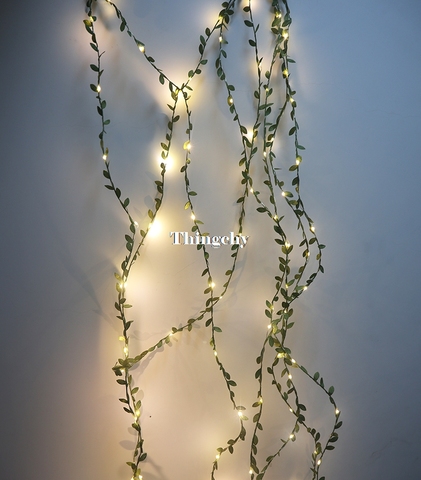 Guirnalda de hojas pequeñas, guirnalda de luces led con batería de alambre de cobre, guirnalda de luces para bodas, mesa de bosque, decoración de fiesta en casa de Navidad ► Foto 1/6