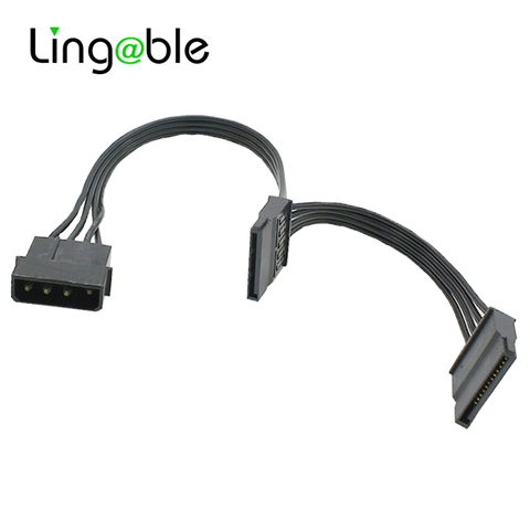 Lingable Molex 4pin IDE 1 a 2 SATA 15Pin Disco Duro divisor de alimentación Cable de Cable para DIY PC cortar 18AWG 4-pin a 15-pin ► Foto 1/6