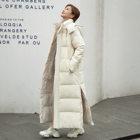 X-Parkas largas de mujer de invierno sólido de talla grande de las mujeres 2022 chaqueta con capucha de cuello de algodón acolchado Causal capa ► Foto 1/6