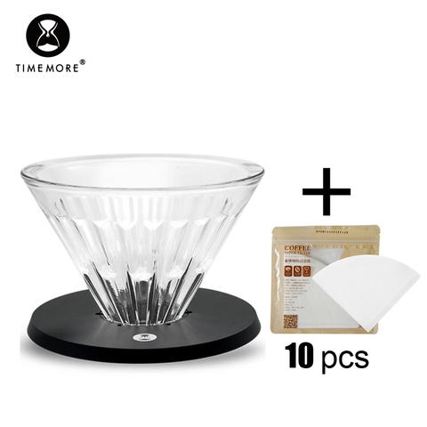 TIMEMORE Store-filtros de café reutilizables, goteo de taza de vidrio con papel de filtro, 10 Uds. ► Foto 1/6