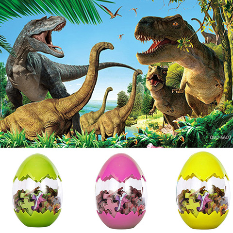 Rompecabezas de madera de dinosaurios para niños, 60 uds., embalaje de huevos de dinosaurio, rompecabezas, juguetes educativos para niños, regalos ► Foto 1/6