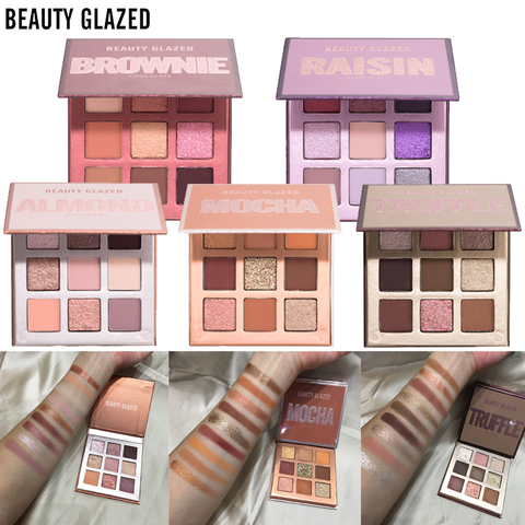 Beauty Glazed-paleta de sombras de ojos, Chocolate, paleta de polvo compacto, brillo mate, paleta efecto piel desnuda ► Foto 1/6