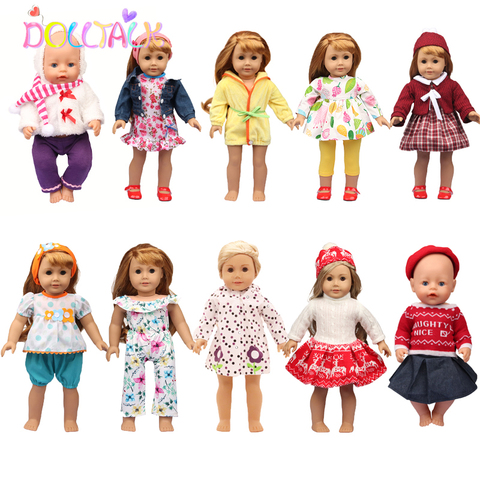 Recién llegado 18 pulgadas muñecas americanas ropa 3 unids/set chaqueta + suéter de punto + falda trajes para 43cm Bebe juguetes Reborn nuestra generación ► Foto 1/6