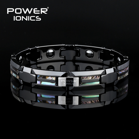 Power IONIC-pulsera magnética Unisex, brazalete de cerámica negra de concha Natural, regalos de joyería de lujo ► Foto 1/6