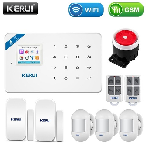 KERUI-sistema de alarma de seguridad para el hogar Detector de movimiento, Control de fuego, Detector de humo, alarma, pantalla con WIFI, GSM, TFT, 1,7 pulgadas, W18 ► Foto 1/6