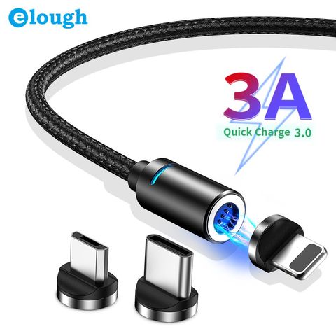 Elough Cable USB magnético rápido de carga de Micro USB tipo C Cable para iPhone 11 X Samsung S9 Huawei Xiaomi cargador de datos Cable de teléfono ► Foto 1/6