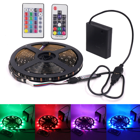 5V RGB LED de luz de tira de 5050 impermeable Flexible LED cinta luces para HDTV pantalla PC LCD TV Fondo casa decoración 5m 1m 50cm ► Foto 1/6