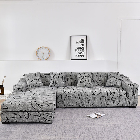 Funda elástica para sofá en forma de L, cubierta geométrica para sofá, para sala de estar, mascotas, Diván, 2 piezas ► Foto 1/6