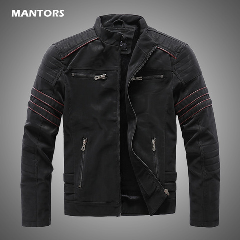 Chaqueta de cuero de marca de invierno para hombre, forro polar interno de invierno para motocicleta, chaqueta de piel sintética, ropa de calle para hombre, 2022 ► Foto 1/6