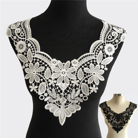 Cinta de encaje 3D de algodón para cuello, aplique bordado DIY, costura de guipur, para decorar Escote de boda, 1 Uds. ► Foto 1/5