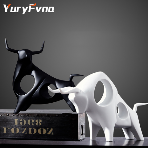 YuryFvna-adornos creativos de vaca, figurita de buey, artesanía de resina de toro de la suerte, decoraciones de mesa de oficina, moda ► Foto 1/6