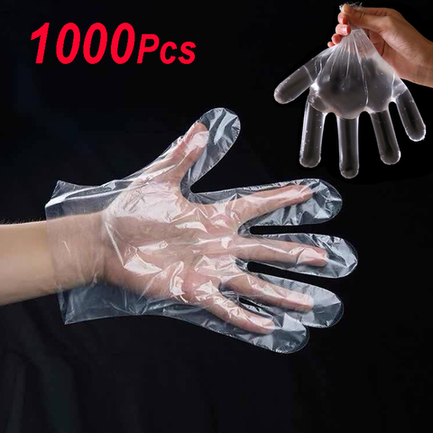 Guantes desechables de plástico de un solo uso para cocina, barbacoa, Picnic, limpieza, hogar, 1000 Uds. ► Foto 1/1