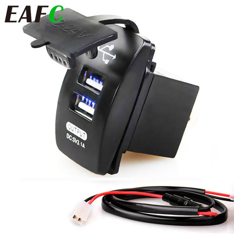 Cargador USB Dual para coche, dispositivo Universal de 12-24V, 5V, 3,1a, para motocicleta, coche eléctrico, ATV, barco ► Foto 1/6