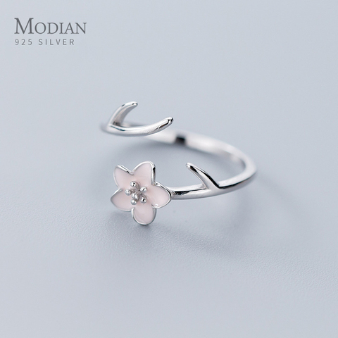 Modian-anillos de rama de flores de ciruelo para mujer, de Plata de Ley 925, joyería fina de tamaño libre, diseño 2022 ► Foto 1/4