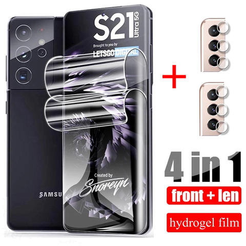 Película de hidrogel para Samsung Galaxy S21 Ultra Plus S20 FE, vidrio Protector de pantalla para lente de cámara, S 21 S20fe S21Ultra Note 20 ► Foto 1/6