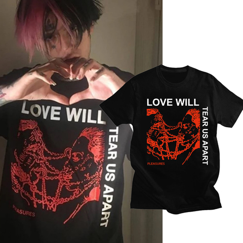 Los hombres T camisa Lil Peep Love Will Tear Us Apart impresión de gran tamaño camiseta de Hip Hop camisetas Streetwear Tops Casual Unisex ► Foto 1/6