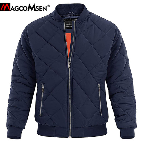 MAGCOMSEN-Chaqueta Bomber gruesa para hombre, abrigo de piloto informal, ropa de béisbol a la moda, acolchada, Militar del Ejército, Invierno ► Foto 1/6