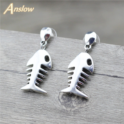 Anslow-pendientes diseño único bañado en plata para mujer, diseño Original, hueso de pescado, joyería para fiesta, boda, novia, Simple, venta al por mayor LOW0041AE ► Foto 1/5