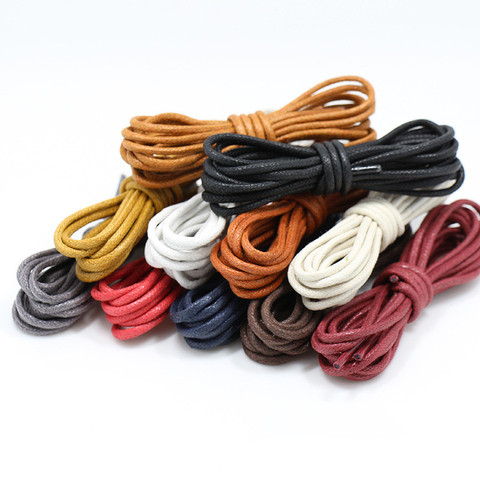 Cordones de cuero para hombre y mujer, resistentes al agua, cordones de zapatos y botas de forma redonda, cuerda fina, negro, rojo, azul, gris, marrón ► Foto 1/6