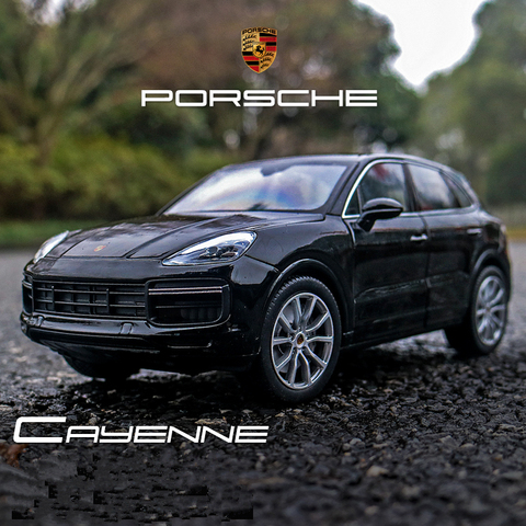 Welly 1:24 Porsche Cayenne negro coche en miniatura de aleación de coche decoración de regalo de colección juguete de fundición modelo de juguete de niño ► Foto 1/6